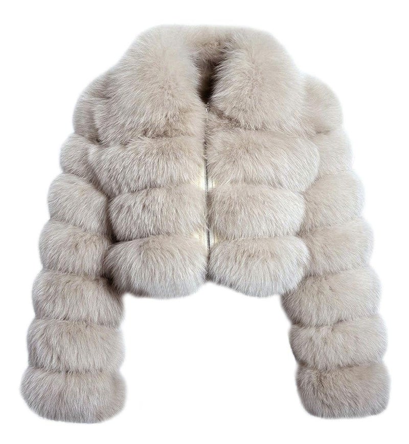 loveimgs Women Fluffy Faux Fur Coat Cropped Jacket Puffer Jacket Zip Up Winter Warm Fuzzy Teddy Jacket (X-Small,Beige camel) - Image 1