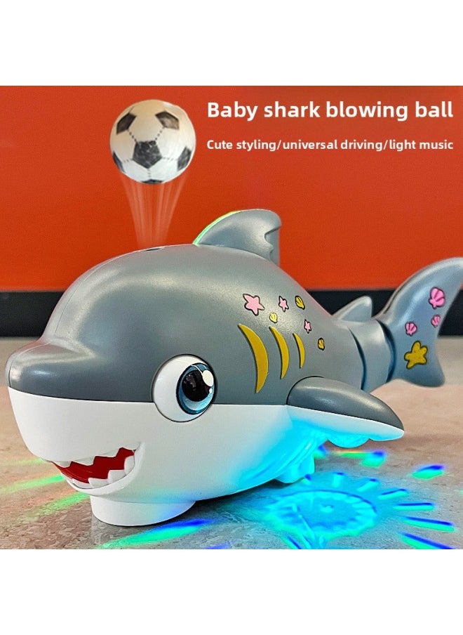 Electric Universal Swing Blow Ball Shark Light Music Suspended Ball Fish Children's Interactive Cognitive Toys Gift Wholesale-Color:3381b Universal Shark Blowing Ball (blue)  - Image 2