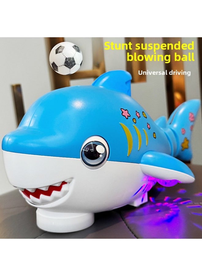 Electric Universal Swing Blow Ball Shark Light Music Suspended Ball Fish Children's Interactive Cognitive Toys Gift Wholesale-Color:3381b Universal Shark Blowing Ball (blue)  - Image 1