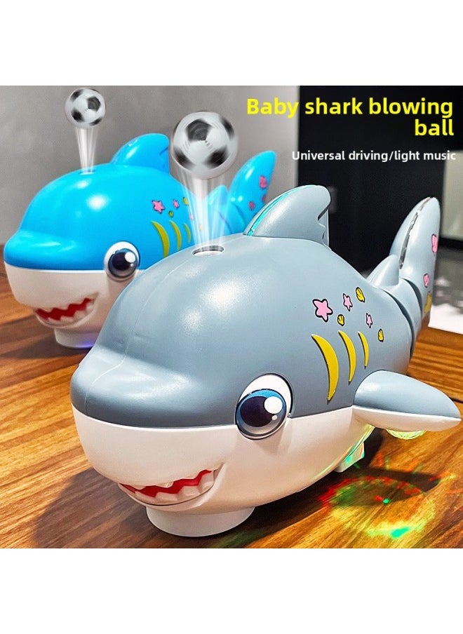 Electric Universal Swing Blow Ball Shark Light Music Suspended Ball Fish Children's Interactive Cognitive Toys Gift Wholesale-Color:3381b Universal Shark Blowing Ball (blue)  - Image 3