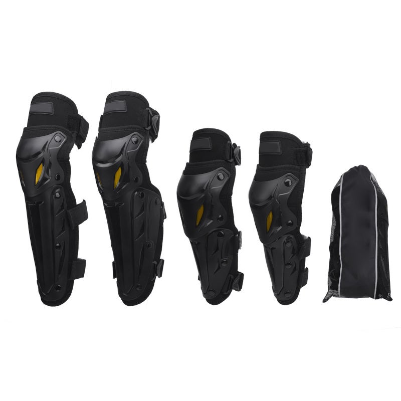 Sulaite Motorcycle Knee Shin Guard Adjustable 45 To 180 Degrees Pre Curved Ergonomic Fit Knee Elbow Protector - Easy Buckle Design Versatile Protection Knee Protective Gear for Motocross Racing Skiing Skating - Image 1