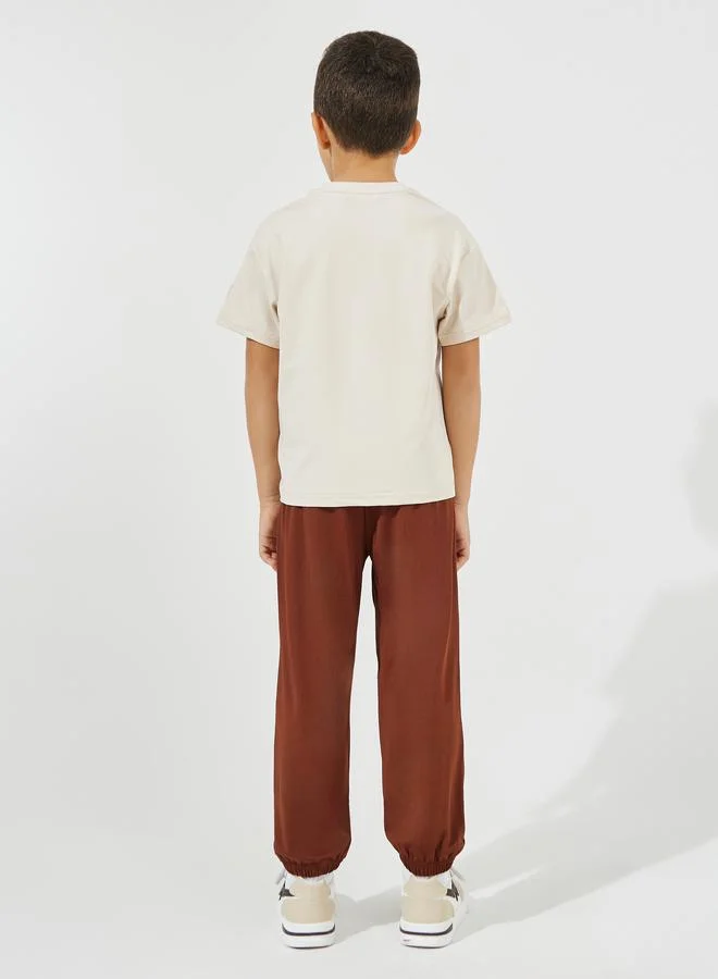 Styli Oversized Printed T-Shirt & Pintuck Detail Joggers Set
