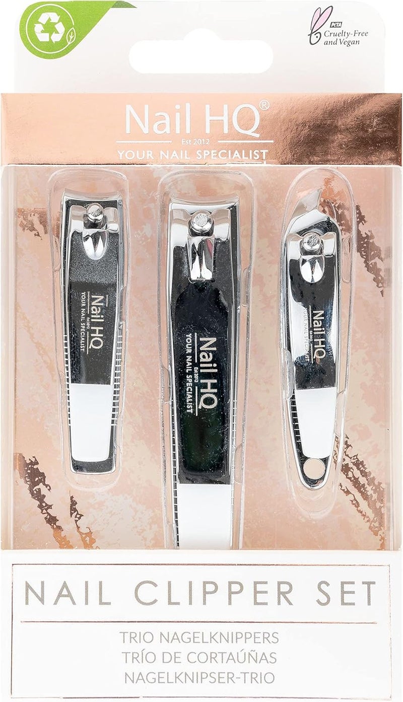 Nail HQ Premium Stainless Steel Nail Clipper Set 3Piece Manicure Pedicure Kit with Nail Clippers Toe Clipper Cuticle Trimmer Professional Grooming For Men Women