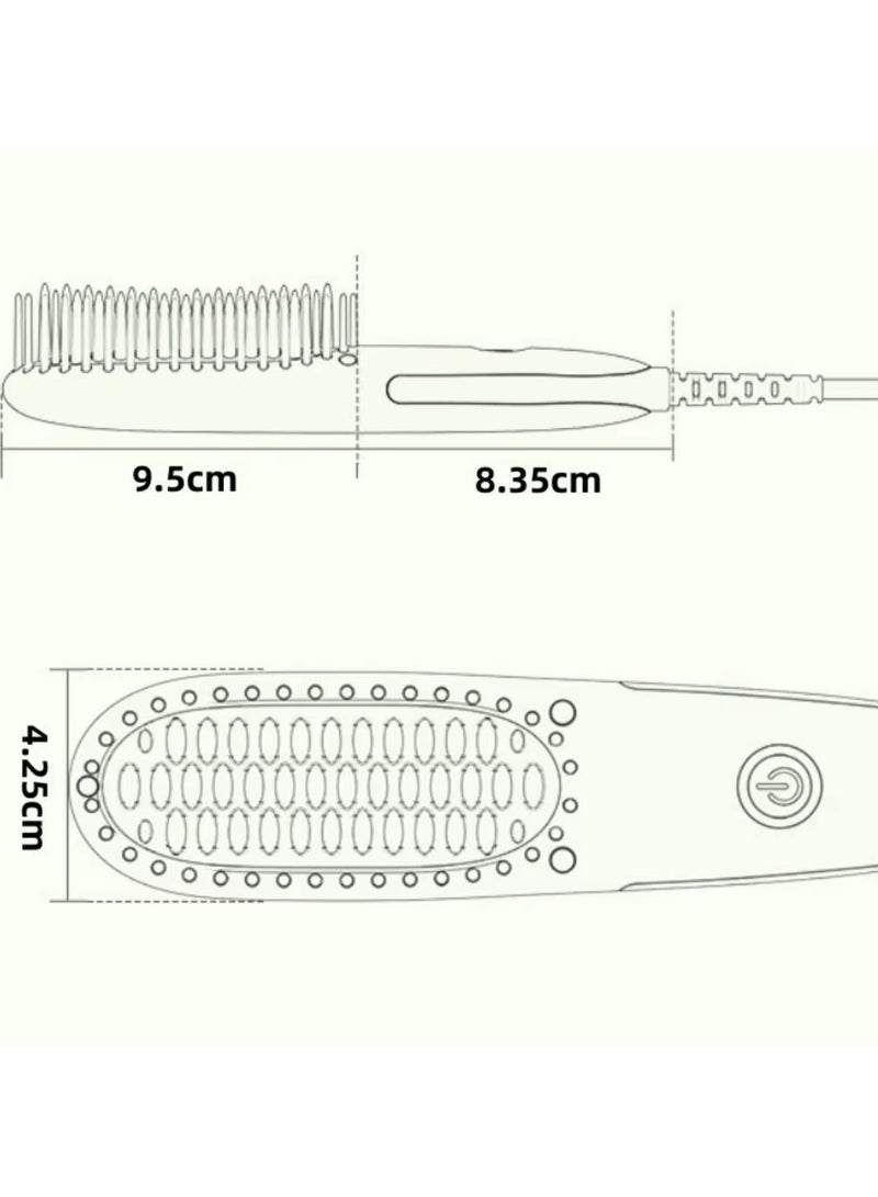 Mini Ionic Hair Straightening Brush – Portable Hot Comb with PTC Heating & Anti-Scald Bristles, Dual Temperature Control for Travel & Beard/ Hair Styling (Green) - Image 2