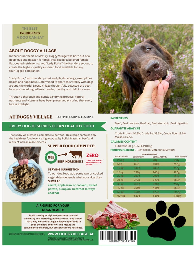Doggy Village - Air Dry 100% Beef Dog Food DV 7520 - 1 kg - Image 1