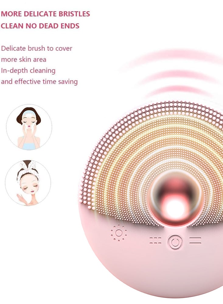 Perfii Waterproof Sonic Facial Cleanser Safe for Bathroom Use, Ultrasonic Automatic Foaming Warm Massage for Deep Cleansing with Facial Massage and Acoustic Pulse Technology - Image 3