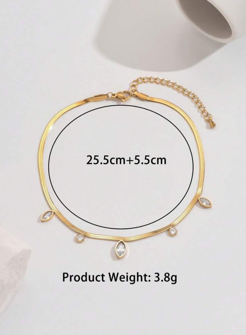 إيكوال خلخال نسائي انيق مصنوع من الاستانلس ستيل مطلي باللون الذهبي - Image 5