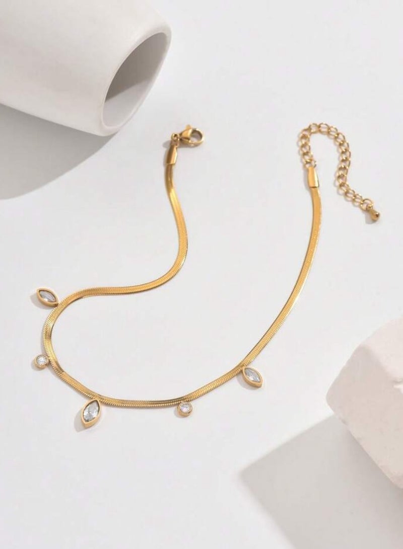 إيكوال خلخال نسائي انيق مصنوع من الاستانلس ستيل مطلي باللون الذهبي - Image 2