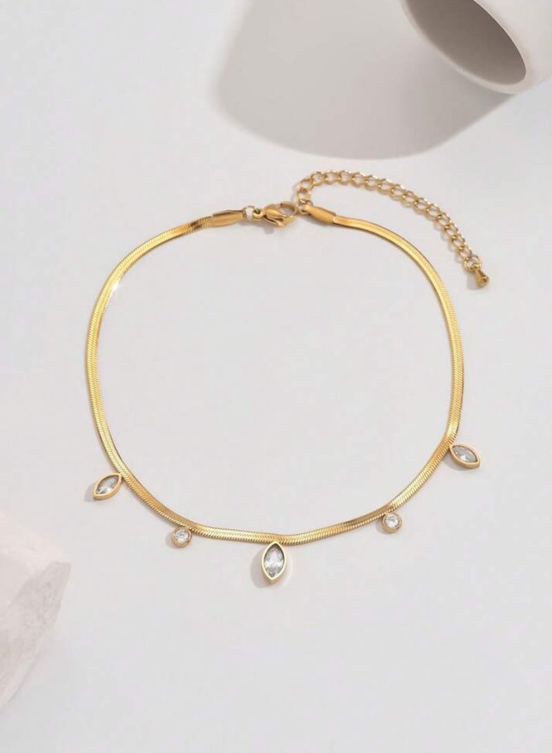 إيكوال خلخال نسائي انيق مصنوع من الاستانلس ستيل مطلي باللون الذهبي - Image 4