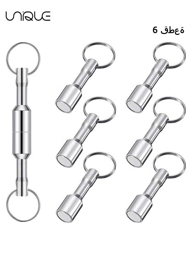 Unique 6 Pieces Metal Magnet Keychain Magnetic Keychain Pocket Keyring Magnet Holder with Split Ring Jewelry Test Magnet for Metal Recyclers, Hobbyists and Collectors  - Image 1