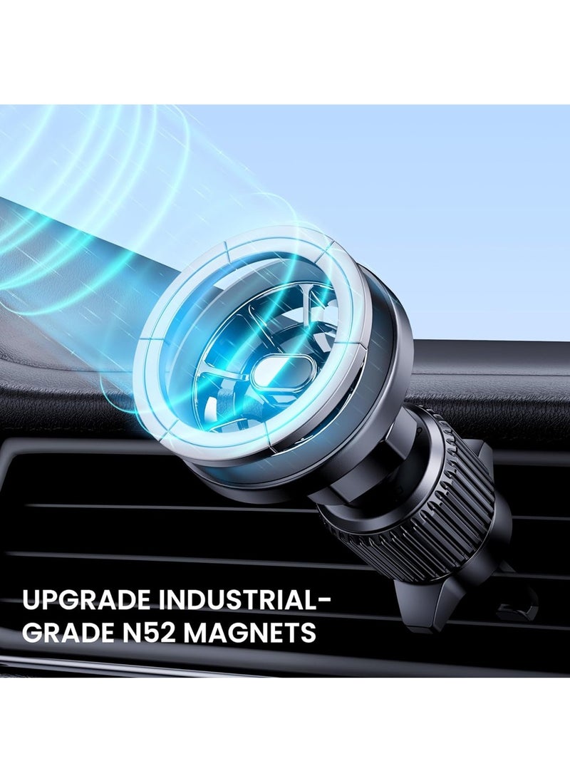X-level MagSafe Car Mount【20*N52 Magnet】Magnetic Phone Holder for Car, Air Vent Friendly Hook, Strong Magnet, One-hand Operation, 360° Rotate, for Galaxy S25/S24 Ultra/iPhone 16/15 Pro Max/MagSafe Case Black  - Image 2