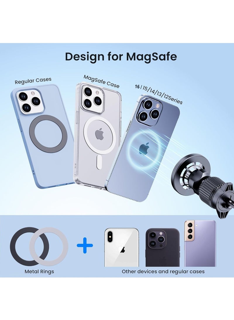 X-level MagSafe Car Mount【20*N52 Magnet】Magnetic Phone Holder for Car, Air Vent Friendly Hook, Strong Magnet, One-hand Operation, 360° Rotate, for Galaxy S25/S24 Ultra/iPhone 16/15 Pro Max/MagSafe Case Black  - Image 3