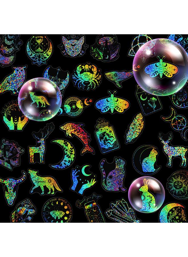 Bluejw 100 Laser Stickers Magic World Respect For Bikers Motorcycle Car Laser Stickers - Image 2