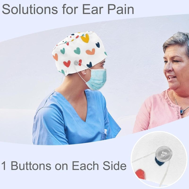 Hearts Decor Pattern Protective Caps, 4 Pack Breathable Soft Safety Head Caps for General Working Scenes - Image 2
