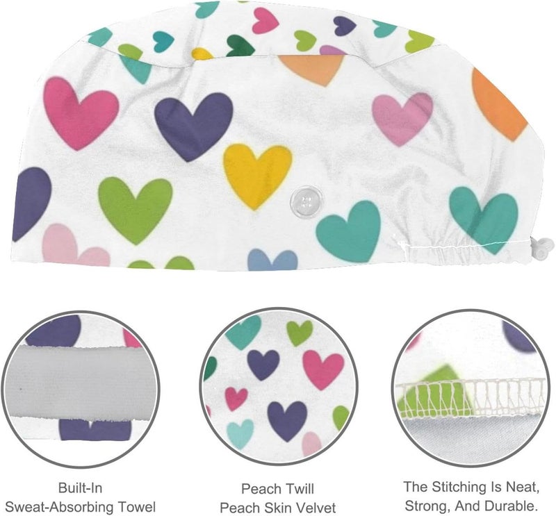 Hearts Decor Pattern Protective Caps, 4 Pack Breathable Soft Safety Head Caps for General Working Scenes - Image 4