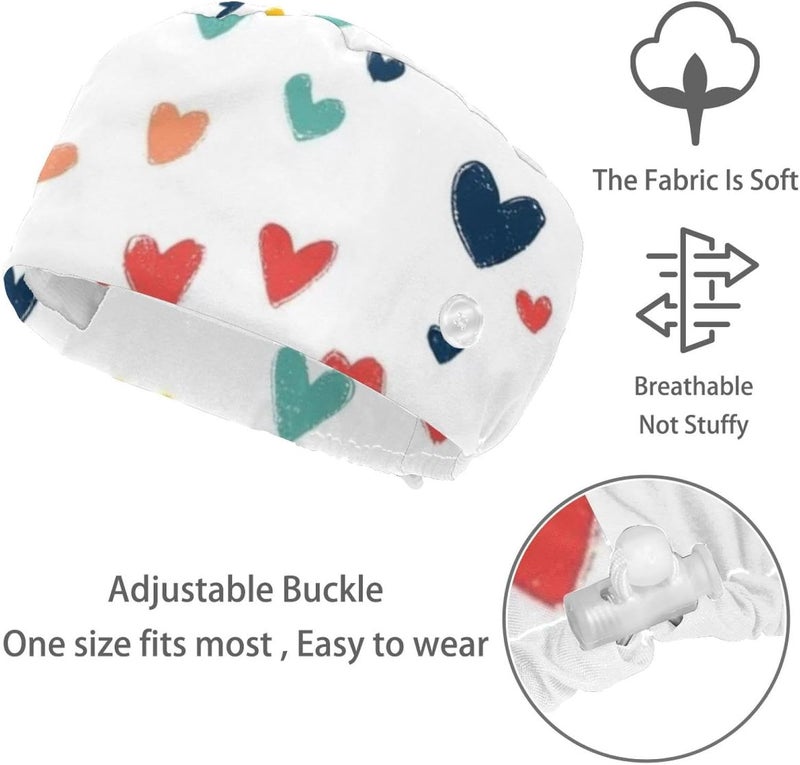 Hearts Decor Pattern Protective Caps, 4 Pack Breathable Soft Safety Head Caps for General Working Scenes - Image 3