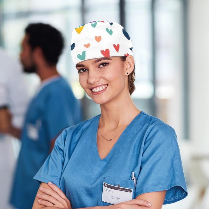 Hearts Decor Pattern Protective Caps, 4 Pack Breathable Soft Safety Head Caps for General Working Scenes - Image 5