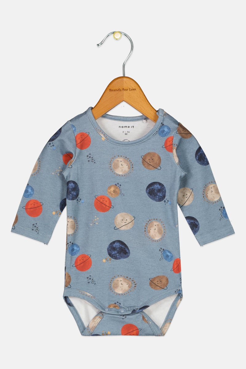 NAME IT Toddlers Boy Allover Print Long Sleeve Bodysuit, Multicolor - Image 1