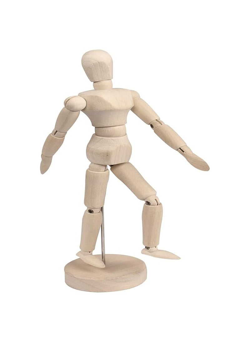 Generic Wooden Manikin Jointed Mannequin, 20CM Male Artist Drawing Manikin Articulated Mannequin with Base and Flexible Body for Home Office Desk Decor  - Image 1