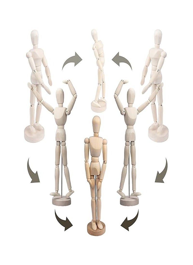 Generic Wooden Manikin Jointed Mannequin, 20CM Male Artist Drawing Manikin Articulated Mannequin with Base and Flexible Body for Home Office Desk Decor  - Image 2