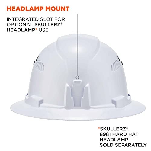 Ergodyne Vented Hard Hat , Full Brim Style, Ratchet Suspension, Class C, Ergodyne Skullerz 8973,White - Image 2