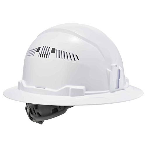 Ergodyne Vented Hard Hat , Full Brim Style, Ratchet Suspension, Class C, Ergodyne Skullerz 8973,White - Image 1