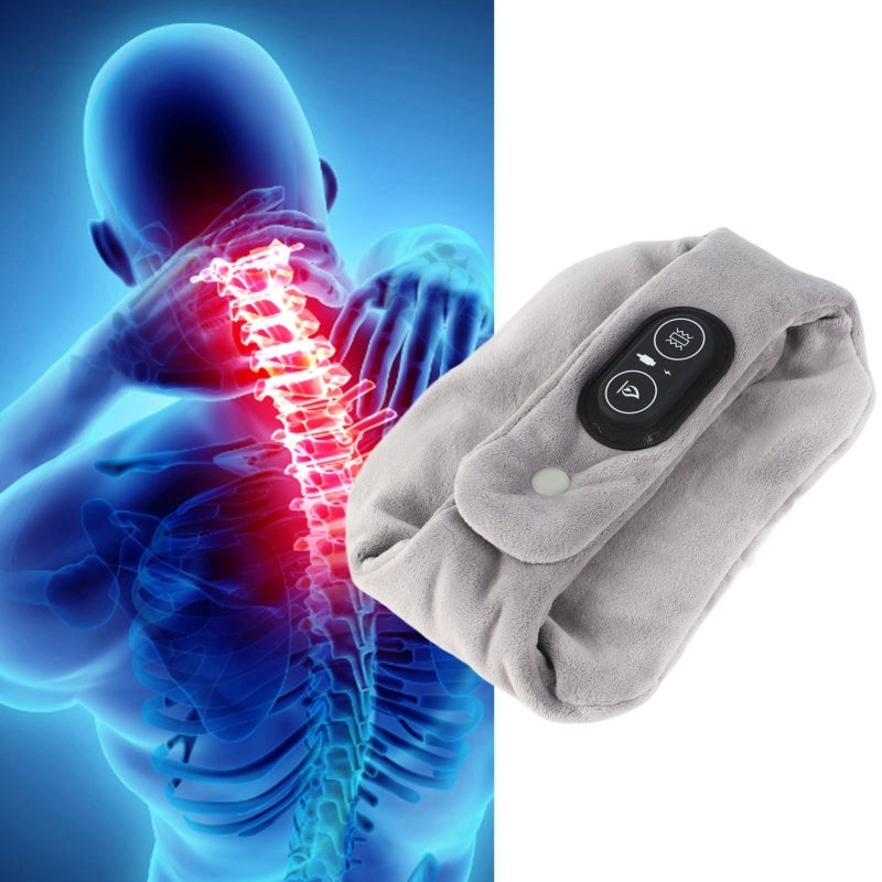 وشاح تدفئة الرقبة بثلاث سرعات اهتزاز مع كمادات ساخنة ثرموستاتية محمولة بوصلة USB - مساج بالاهتزاز للعناية بالفقرات العنقية لتخفيف الإرهاق - Image 1