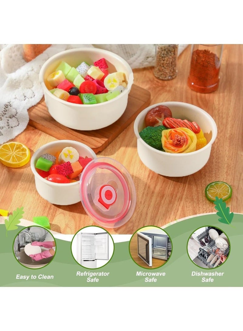 تشانجلي 3 قطع عبوات تخزين طعام بلاستيكية بلاستيكية مع أغطية طقم علب غداء صندوق غداء فواكه ووجبات خفيفة غير سامة عبوات طعام غير سامة يمكن غسلها في غسالة الأطباق في فرن الميكروويف في الفريزر - Image 2