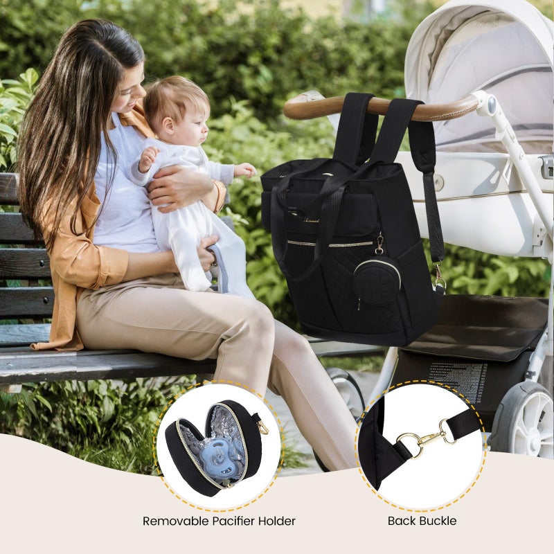 LOVEVOOK Diaper Bag Backpack,Diaper Bag Tote with Insulated Pockets,Baby Bag for Girl Boy with Changing Pad,Large Baby Diaper Bag with Pacifier Case,Anti-Theft Travel Backpack for Women,Red-White - Image 5