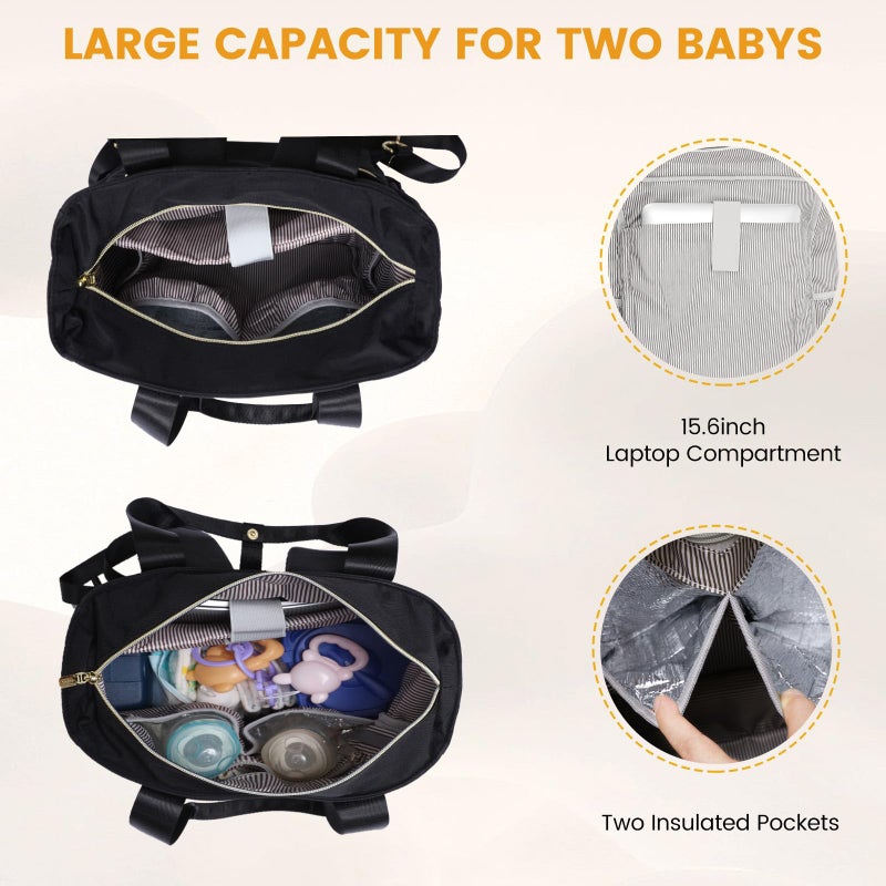 LOVEVOOK Diaper Bag Backpack,Diaper Bag Tote with Insulated Pockets,Baby Bag for Girl Boy with Changing Pad,Large Baby Diaper Bag with Pacifier Case,Anti-Theft Travel Backpack for Women,Red-White - Image 3