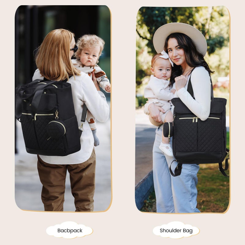 LOVEVOOK Diaper Bag Backpack,Diaper Bag Tote with Insulated Pockets,Baby Bag for Girl Boy with Changing Pad,Large Baby Diaper Bag with Pacifier Case,Anti-Theft Travel Backpack for Women,Red-White - Image 2