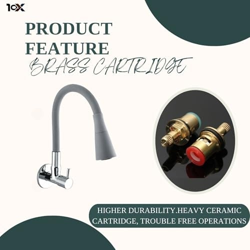 10X Sink Tap for Kitchen BL-9876 Flexible Neck Dual Flow Grey Color 2 Function Shower Flow/Foam Flow Wall Mount, Chrome - Image 4