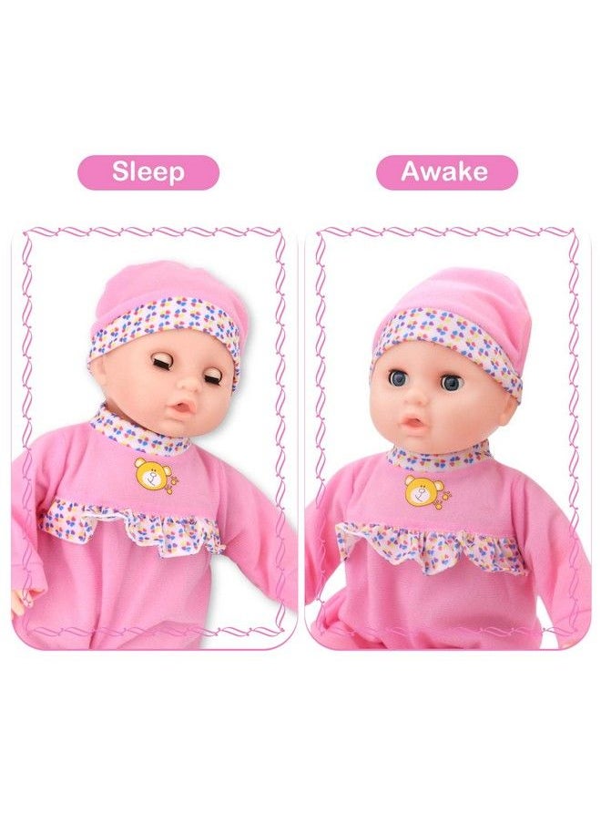 Toy Choi's - 16 Inch Interactive Baby Doll Pink Crying Talking Baby Dolls With Different Sounds Pretend Play Funny Feeding Accessories Preschool Toys Gift For Toddlers 2 3 4 5+ Year Old Girls Boys - Image 1