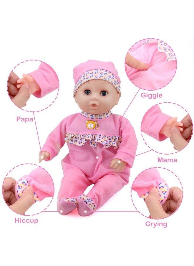 Toy Choi's - 16 Inch Interactive Baby Doll Pink Crying Talking Baby Dolls With Different Sounds Pretend Play Funny Feeding Accessories Preschool Toys Gift For Toddlers 2 3 4 5+ Year Old Girls Boys - Image 1