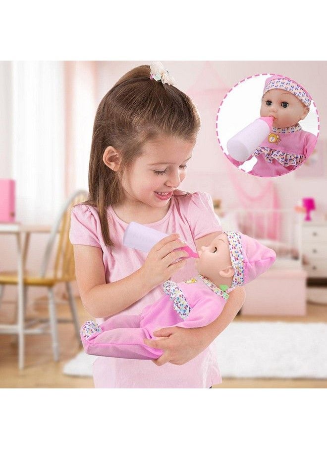 Toy Choi's - 16 Inch Interactive Baby Doll Pink Crying Talking Baby Dolls With Different Sounds Pretend Play Funny Feeding Accessories Preschool Toys Gift For Toddlers 2 3 4 5+ Year Old Girls Boys - Image 1