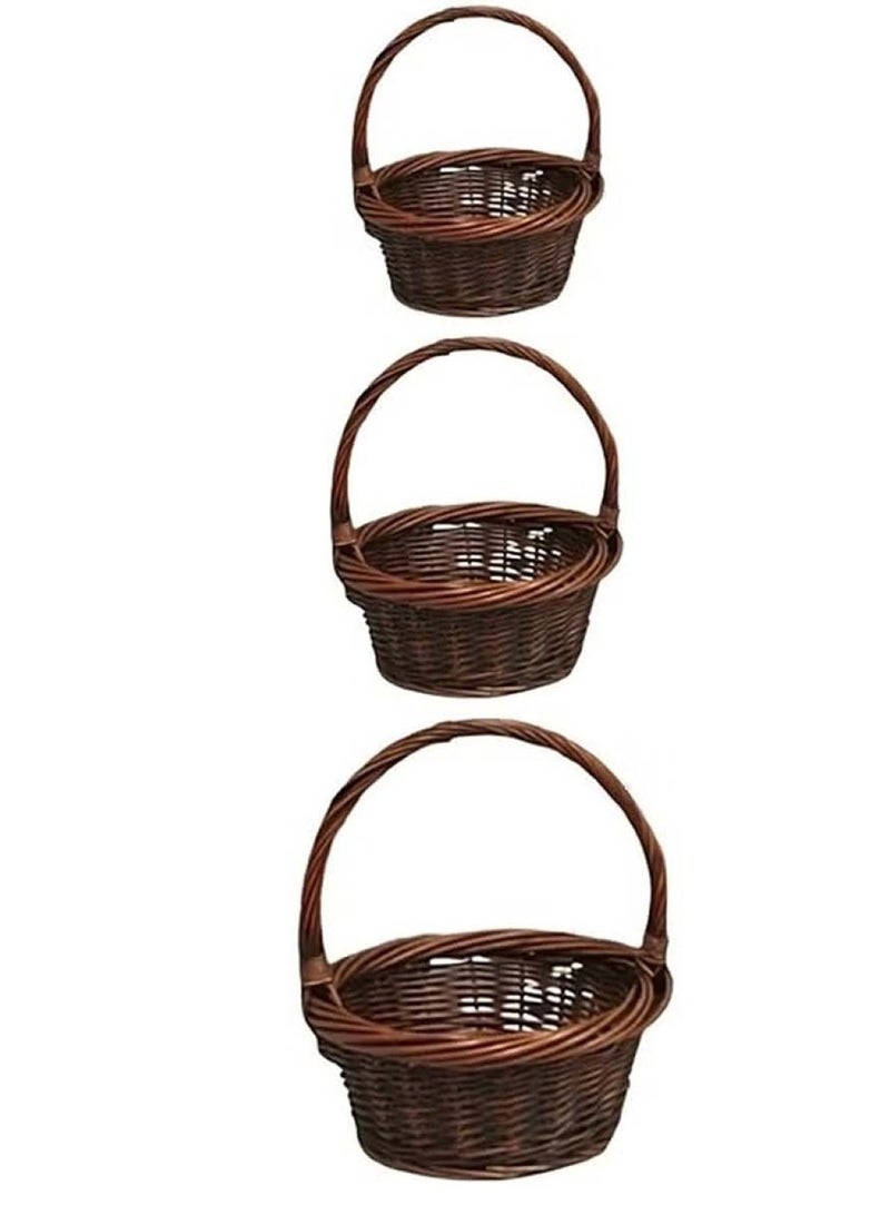 Pack of 3 Brown Vegetable and Fruit Storage Baskets Small, Medium & Large  - Image 1