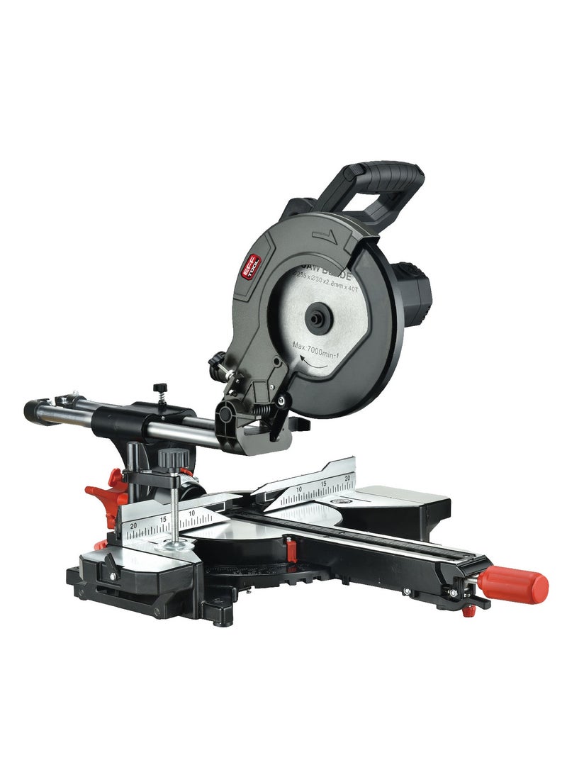 EFFTOOL Miter Saw Machine 45 Degree with Saw Blade 255mm, Accurate Miter Angles, 0-45° Bevel, Dust Bag, Speed 3200 Rpm. Sliding Compound Miter Saw for Cutting Wood, PVC, Soft Metal, Plastic & More.  - Image 2