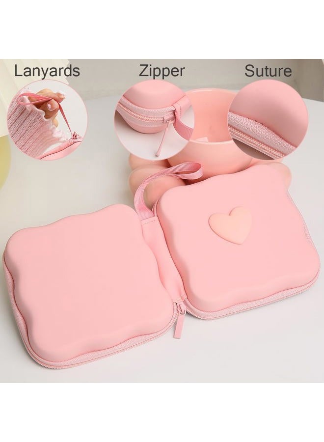 QLD COVER Charger Cover Storage Bag, Lovely 3D Love Heart Waves Design Charger Protector Travel Storage Case, Earphone Wire Saver Cable Cord Organizer Wireless Earphone Storage Box, Pink Love - Image 5