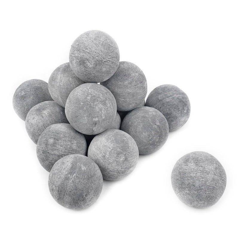 Skyflame Ceramic Fire Balls Set of 15 Round Fire Stones Set for Indoor and Outdoor Fire Pits or Fireplaces Accessory 3 Inch Gray