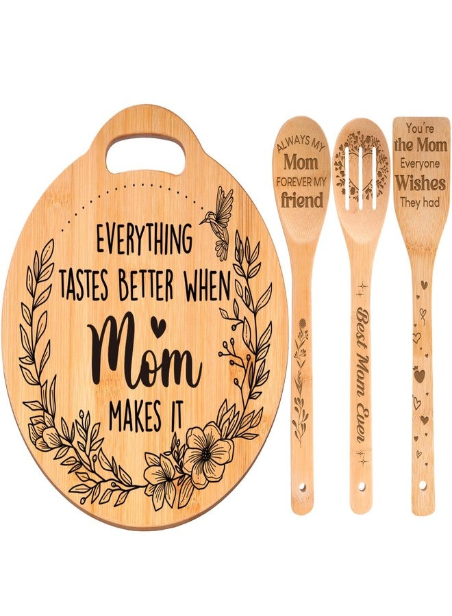 Sayregifty Christmas Gifts for Mom - Cute Engraved Bamboo Cutting Board Set, Perfect Mom Christmas Gifts from Daughter/Son, Mothers Day Birthday Christmas Gifts for Mom Mother, Home and Kitchen Decor - Image 1