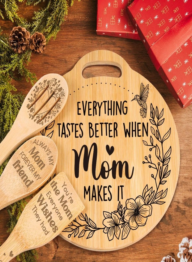 Sayregifty Christmas Gifts for Mom - Cute Engraved Bamboo Cutting Board Set, Perfect Mom Christmas Gifts from Daughter/Son, Mothers Day Birthday Christmas Gifts for Mom Mother, Home and Kitchen Decor - Image 3