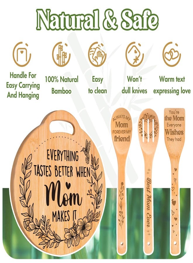 Sayregifty Christmas Gifts for Mom - Cute Engraved Bamboo Cutting Board Set, Perfect Mom Christmas Gifts from Daughter/Son, Mothers Day Birthday Christmas Gifts for Mom Mother, Home and Kitchen Decor - Image 5