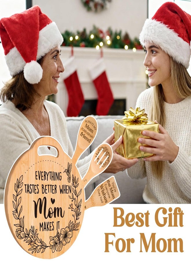 Sayregifty Christmas Gifts for Mom - Cute Engraved Bamboo Cutting Board Set, Perfect Mom Christmas Gifts from Daughter/Son, Mothers Day Birthday Christmas Gifts for Mom Mother, Home and Kitchen Decor - Image 2