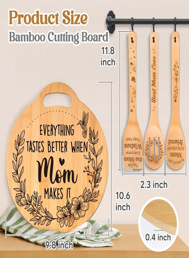 Sayregifty Christmas Gifts for Mom - Cute Engraved Bamboo Cutting Board Set, Perfect Mom Christmas Gifts from Daughter/Son, Mothers Day Birthday Christmas Gifts for Mom Mother, Home and Kitchen Decor - Image 4