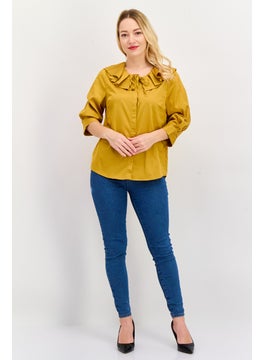 Women Tie Neck Long Sleeves Plain Blouse, Gold - pzsku/Z3117E4E33F22DFD0EFFFZ/45/_/1739715452/3373d402-0f6c-4d01-9eb5-572e49cc6444