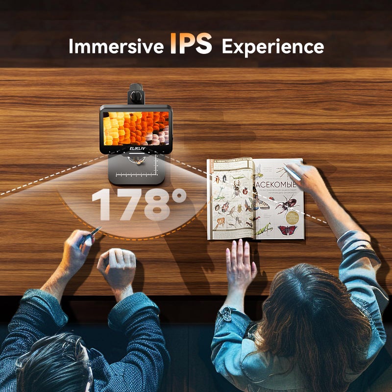 Elikliv Coin Microscope EDM4 Max, 4.3" LCD Digital Microscope1000x, Coin Magnifier with 8 Adjustable LED Lights, Coin Microscope with Screen, PC View with Windows/Mac, 32GB SD Card Included - Image 2