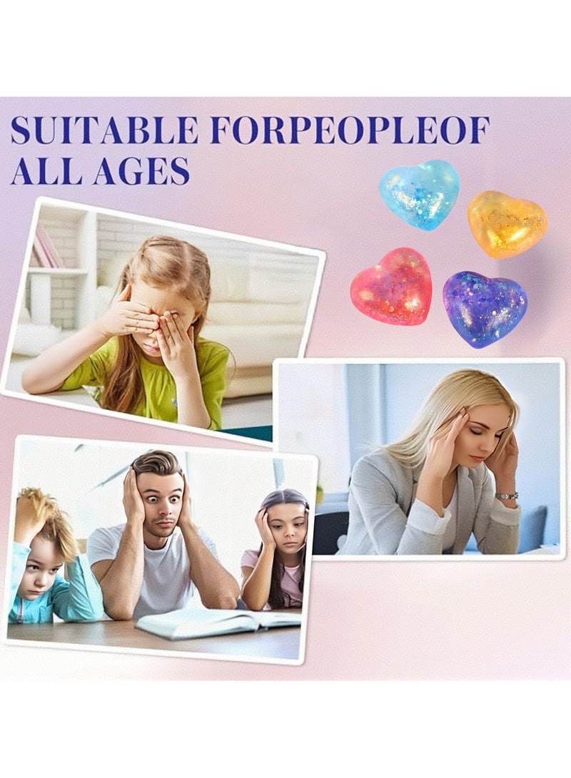 6 Pcs Heart Malt Sugar Stress Ball Sensory Toys, Stretchy Soft Squishy Toys, Hand Exercise Ball, Fidget Toys with Sequin Stress Relief for Boys, Girls, Kids, Adults - Image 5