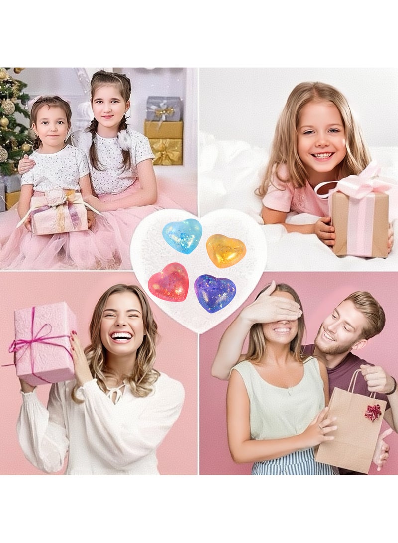 6 Pcs Heart Malt Sugar Stress Ball Sensory Toys, Stretchy Soft Squishy Toys, Hand Exercise Ball, Fidget Toys with Sequin Stress Relief for Boys, Girls, Kids, Adults - Image 4