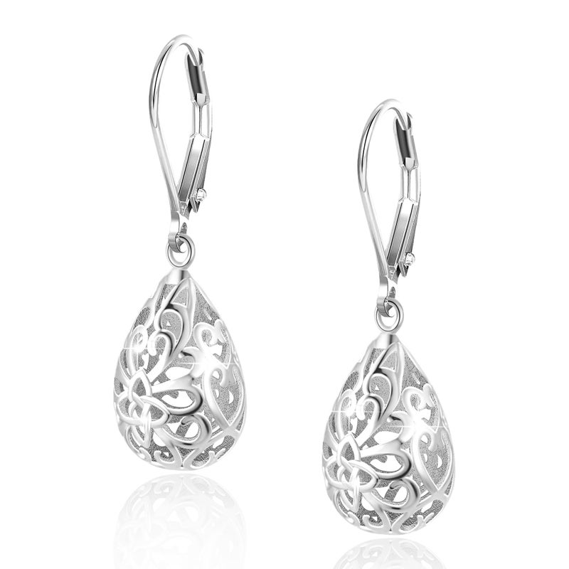 LANCHARMED Sterling Silver Teardrop Earrings for Women Trendy Silver Drop Leverback Dangle Earrings Hypoallergenic Leverback Dangle Drop Earrings for Women Jewelry - Image 1