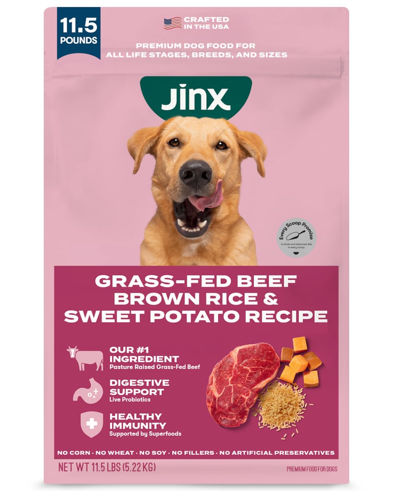 Jinx Premium Dry Dog Food, for All Lifestages - Real Beef, Brown Rice & Sweet Potato Kibble with Superfoods for Immune Support & Probiotics for Digestive Support - No Fillers - 11.5lb - Image 1